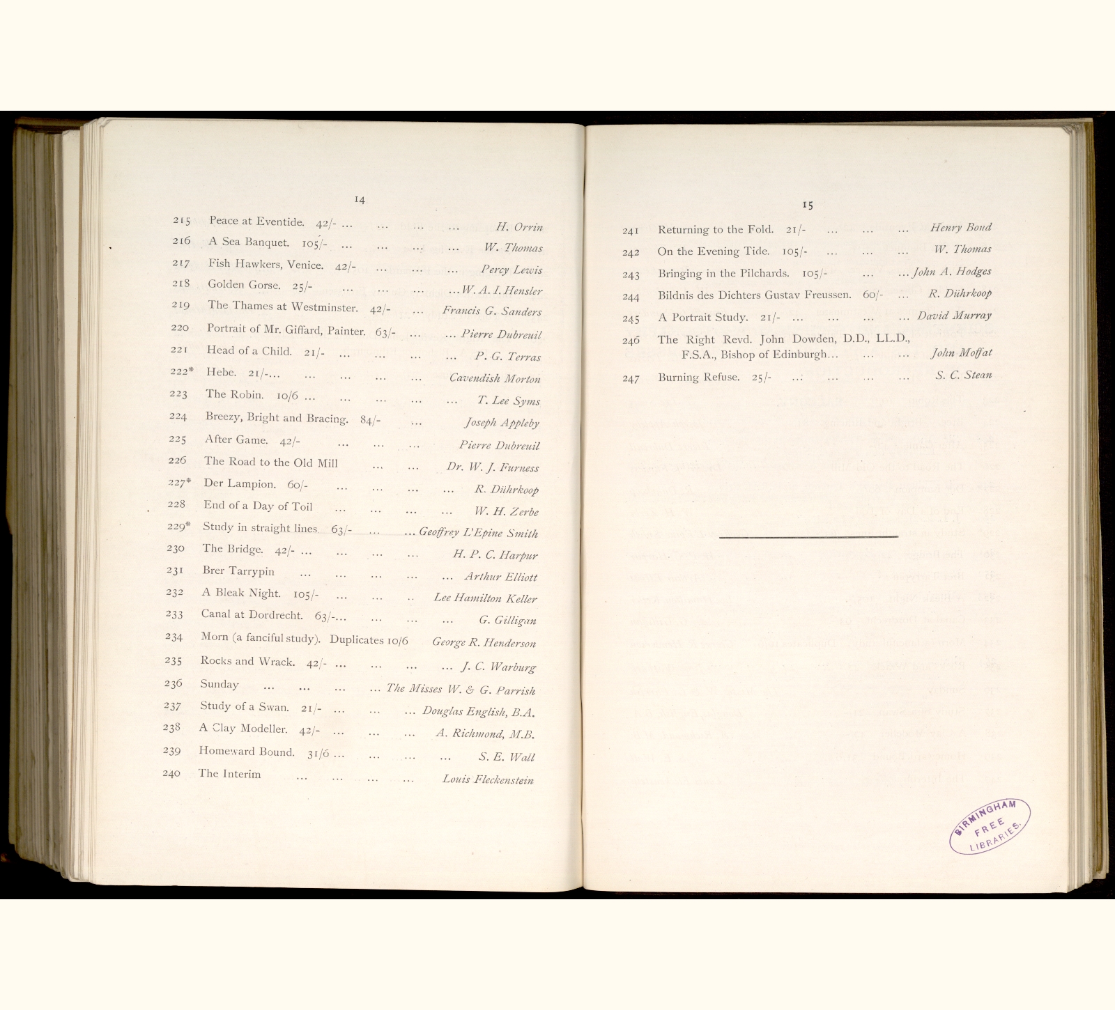 large scanned catalogue page